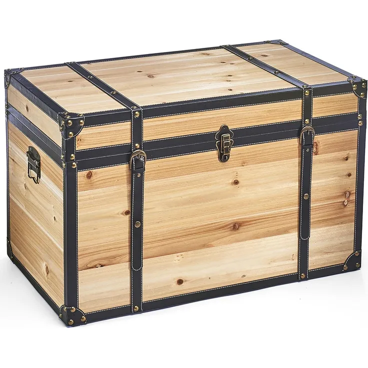 Kobolo Truhe Schatztruhe Holztruhe FLORENCE mit Details Größe L