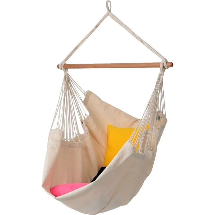 MacaMex Relaxa Natur Hängesessel Baumwolle uni weiß natur / beige – Bild 1