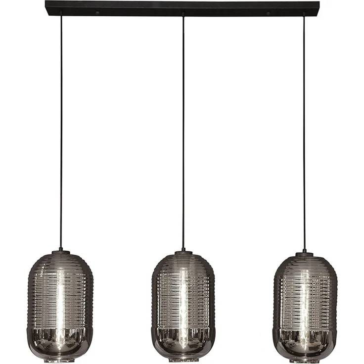 KAWOLA Hängeleuchte BRAGA Hängelampe 3-flammig Glas schwarz 150 x 22 x 105 cm – Bild 3