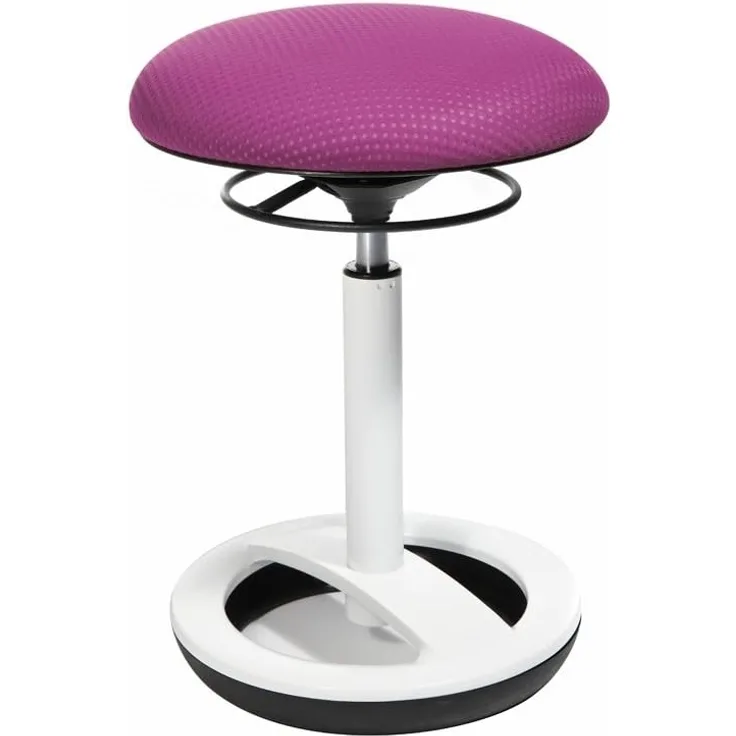 Topstar Sitness High Bob, Stehhilfe, Fitnesshocker, Arbeitshocker, Sitzhöhe: 49 - 70cm, Standfußring Alu weiß lackiert, Stoffbezug, violett