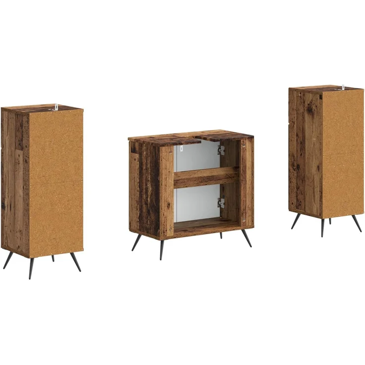 vidaXL 3-teiliges Badezimmer-Schranksystem BREDA 3 stk. Altholz 3418051 – Bild 5