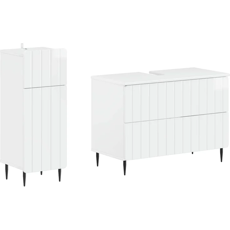 vidaXL 2-teiliges Badezimmer Schrank Set ZWOLLE Hochglanz Weiß 3417679 – Bild 1