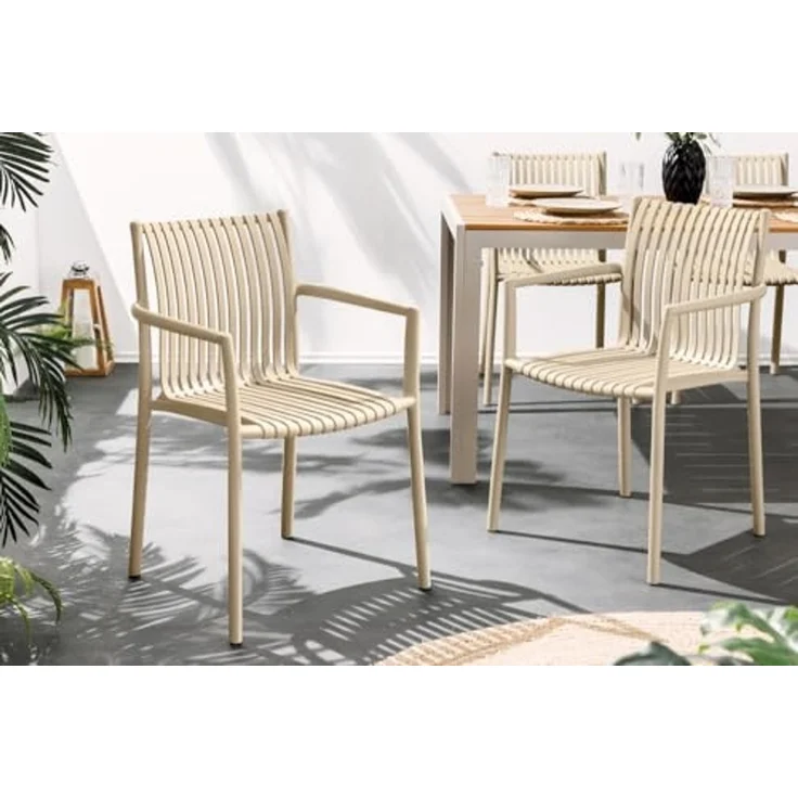 riess-ambiente Gartenstuhl STUDIO ITALIA greige · wetterfester Stapelstuhl für In-/Outdoor (Einzelartikel, 1 St), pflegeleichter Balkonstuhl · leichtes Design · stabil · für Terrasse – Bild 6