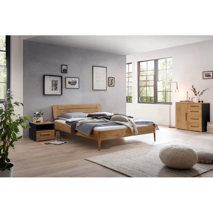 Hasena Bett Busseto Wildeiche natur mit Massivholz-Füßen 200x220 cm, Komforthöhe 25 cm – Bild 2