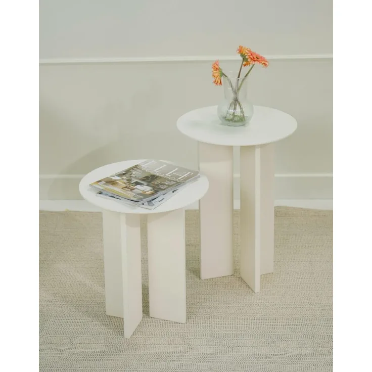 Skye Decor 'Leo (55 + 45) - Cream' Couchtisch-Set, Creme, 40 x 55 x 40 cm