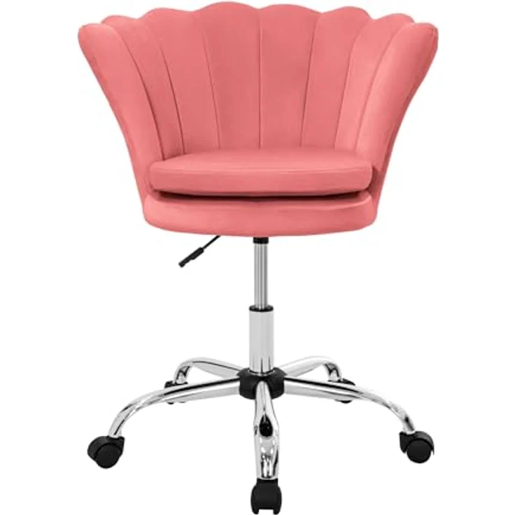 ML-DESIGN Drehstuhl Rosa, Samtbezug mit Muschel-Design, ergonomisch, höhenverstellbar, 68x90x68 cm – Bild 3