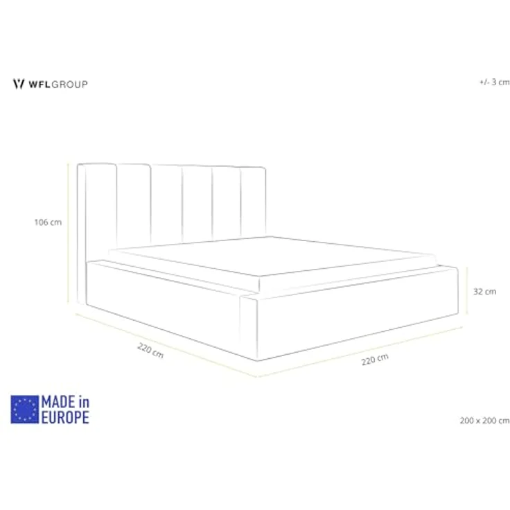 WFL Group Polsterbett Amira, creme, mit Bettkasten und hochwertigem Lattenrost, 20x200 cm – Bild 2