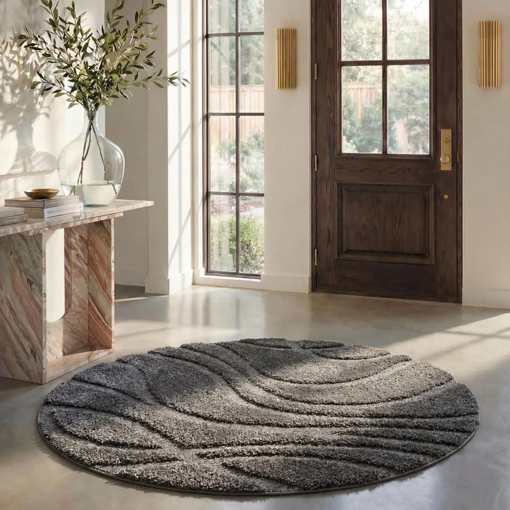 SAFAVIEH Zottelig Teppich für Wohnzimmer, Esszimmer, Schlafzimmer - Florida Shag Collection, Hoher Flor, Grau und Grau, 122 X 122 cm