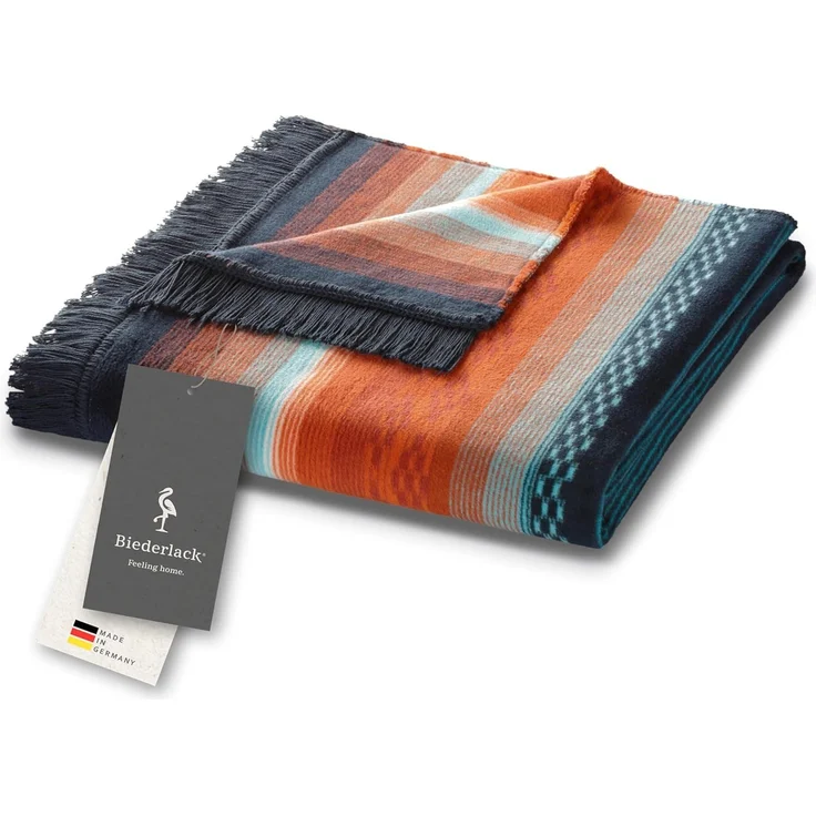 Wohndecke Peru, bunte Ethno Kuscheldecke in 150x200 cm, Biederlack, mit Fransen, Decke aus Baumwollmix, Made in Germany – Bild 1