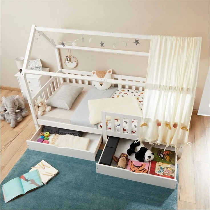 IDIMEX Kinderbett NUNA, Hausbett Montessoribett 90 x 200 Kiefer Tippibett Kinderbett – Bild 3