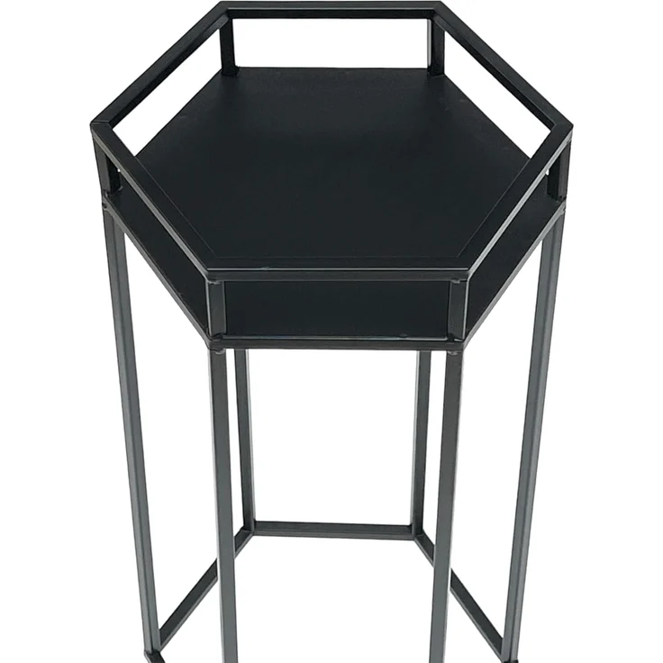DanDiBo Blumenhocker Metall Schwarz 6eck Blumenständer Beistelltisch 96453 2er Set Pflanzenständer Blumensäule Modern Pflanzenhocker – Bild 7