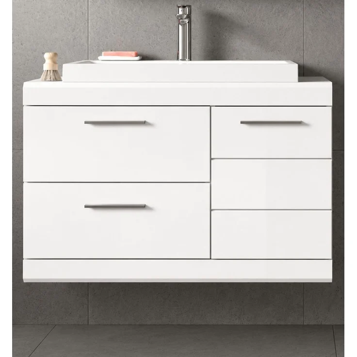 Waschbeckenunterschrank mit Waschbecken Shawn in weiß Hochglanz 80 cm – Bild 2