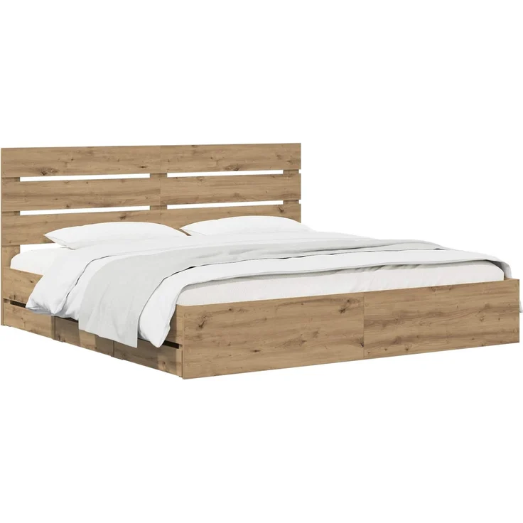 vidaXL Bed Frame with Storage and Headboard Artisan Oak 180 x 200 cm 3445834 – Bild 2