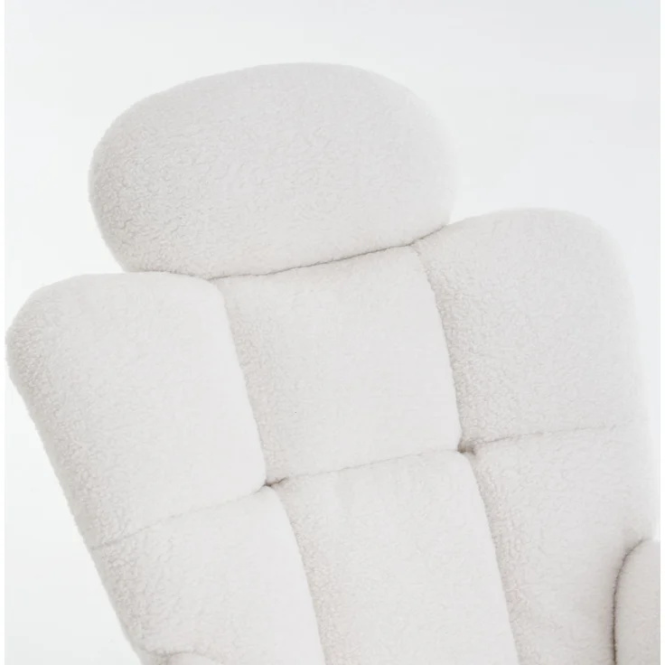 Teddy-Schaukelstuhl mit Kopfstütze, ergonomisch, leise & stabil, Holzrahmen mit Metallbasis, ideal für Wohnzimmer – Bild 9