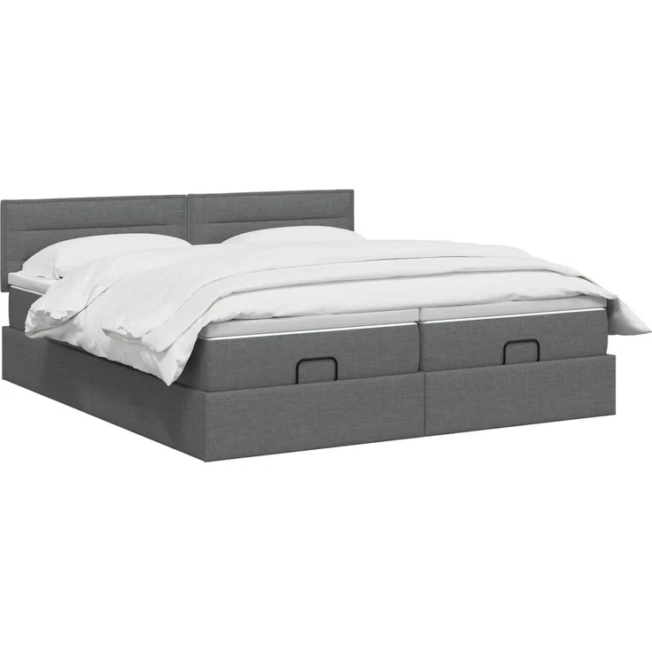 vidaXL Ottoman Bett mit Matratze mit Kopfteil 2 stk. Dunkelgrau Stoff 3456664 – Bild 3