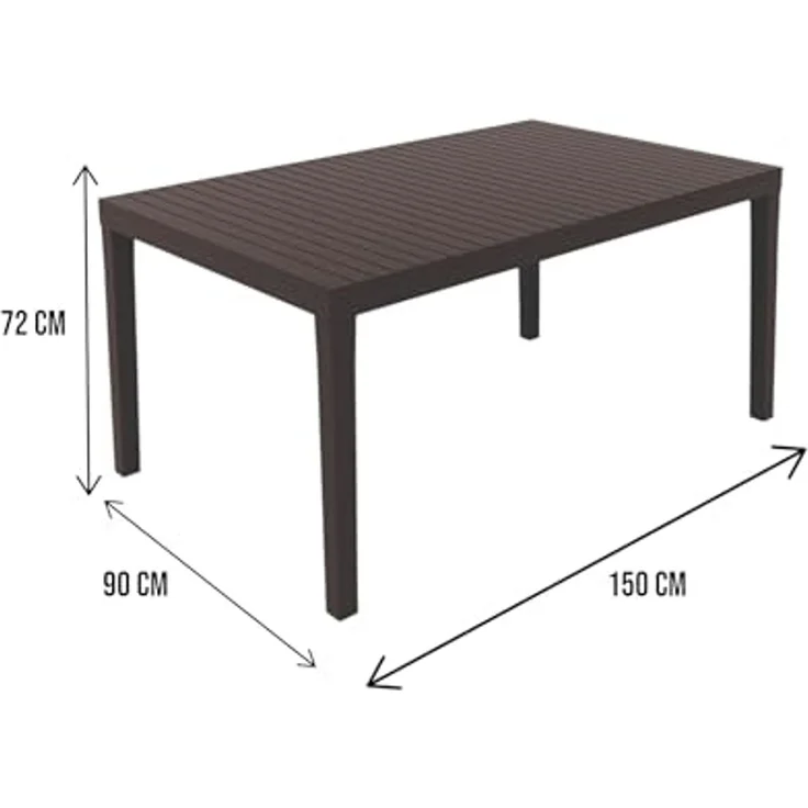 Dmora - Außentisch Maratea, rechteckiger Esstisch, Mehrzweck-Gartentisch, 100% Made in Italy, 150 x 90 x 72 cm, Anthrazit – Bild 2