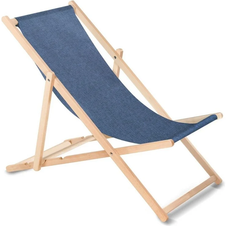 Green Blue Liegestuhl Sonnenliege Klappbar aus Buchholz ohne Armlehne Sonnenliege Gartenliege Liege (Blau Melange) – Bild 1