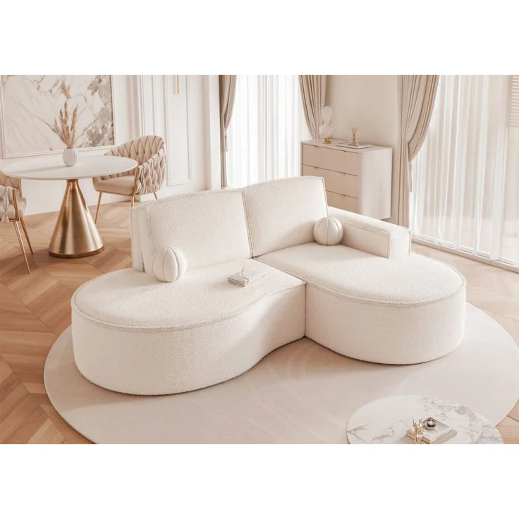 Ecksofa Designersofa Sofa ARLET in Stoff Abriamo Creme Ottomane Rechts – Bild 2