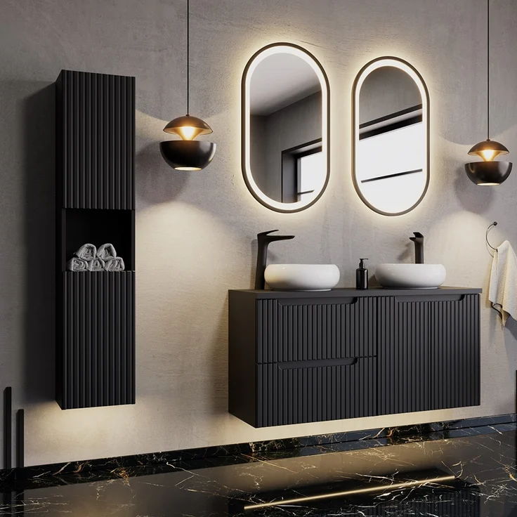 Hochschrank, schwarz, NEWPORT-56-BLACK – Bild 6