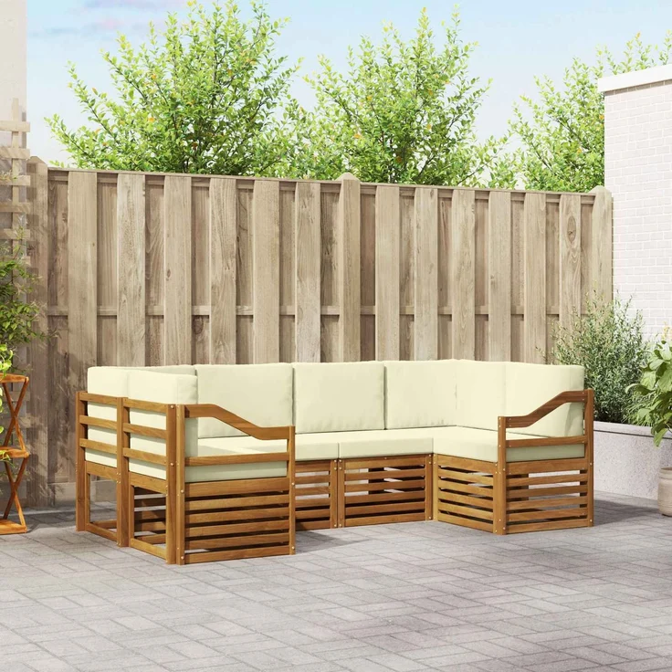 vidaXL Outdoor-Sofagarnitur 6 stk. 6-Sitzer Natur und Creme 3375385 – Bild 1