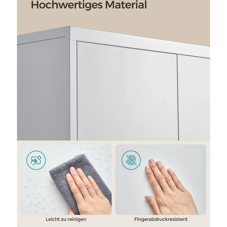 Songmics Aktenschrank mit 5 Ebenen, Stahl mattweiß, 60 x 40 x 180 cm – Bild 4