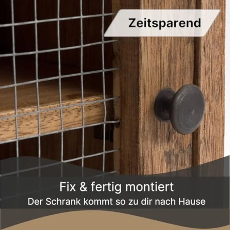 DESIGN DELIGHTS Wandregal WANDSCHRANK FILO, Teak, Mahagoni, rustikaler Aufbewahrungsschrank – Bild 4