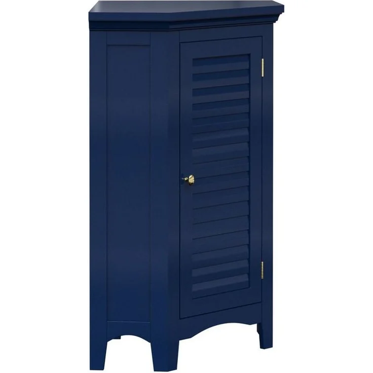 Teamson Home Hochschrank Freistehender Aufbewahrungsschrank aus MDF mit Lamellentür blau – Bild 2