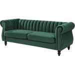 Chesterfield Sofa 3-Sitzer TRUMBO - Samt - Dunkelgrün