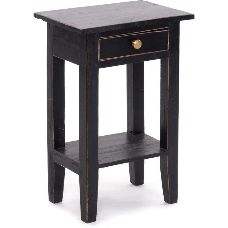 DESIGN DELIGHTS 'Planta' Beistelltisch mit Schublade, 52x34cm (HxB), Voodoo-Schwarz