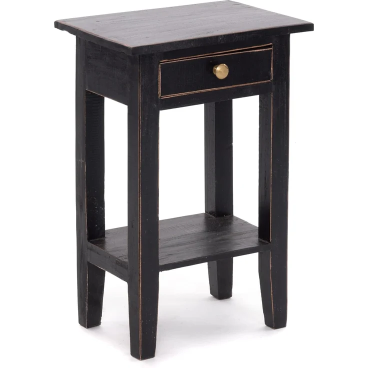DESIGN DELIGHTS 'Planta' Beistelltisch mit Schublade, 52x34cm (HxB), Voodoo-Schwarz
