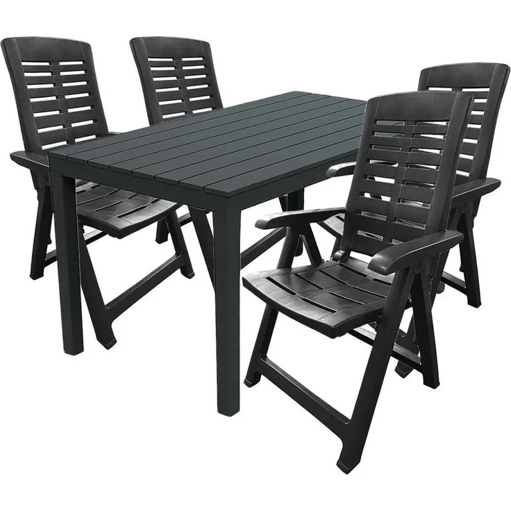 Garten Sitzgarnitur Gartenmöbel Outdoormöbel 5tlg Anthrazit Holzoptik