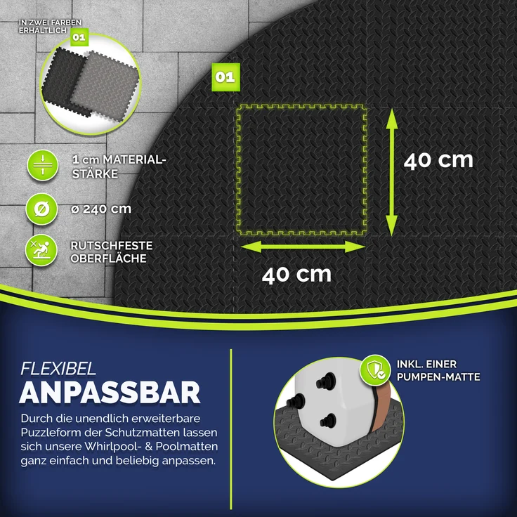 tillvex® Whirlpool Unterlage rund 240cm Schwarz | Bodenmatte Poolunterlage Matte für Outdoor Whirlpools | Thermo Bodenschutzmatte Pool Untergrund | Bodenschutz Bodenplatte schützt & isoliert – Bild 6