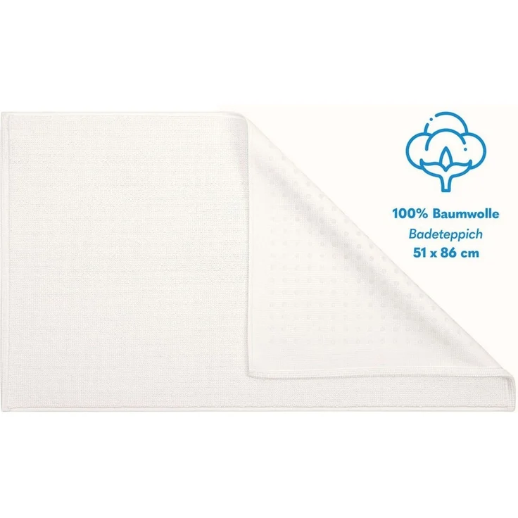 Hammetex 100% Baumwolle rutschfeste Badematte, 51x86 cm Große Badvorleger für Badezimmer, Saugfähig Schnelltrocknend Waschbar Bad Fußmatten, Creme – Bild 3