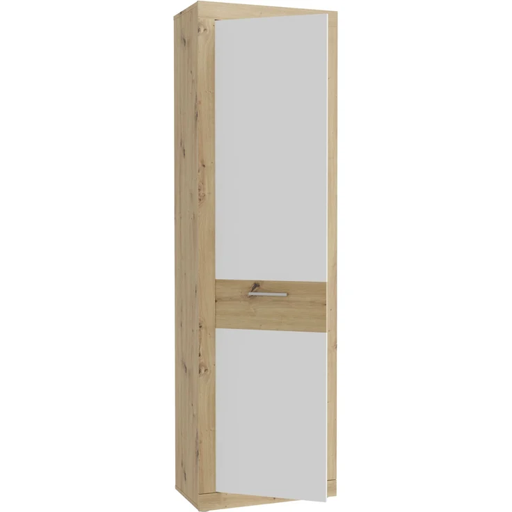 Garderobenschrank >BACCIO< 1 Tür, Stange, Weiss/ Artisan Eiche Dekor - 58,3x196,8x33,8cm (BxHxT) – Bild 6