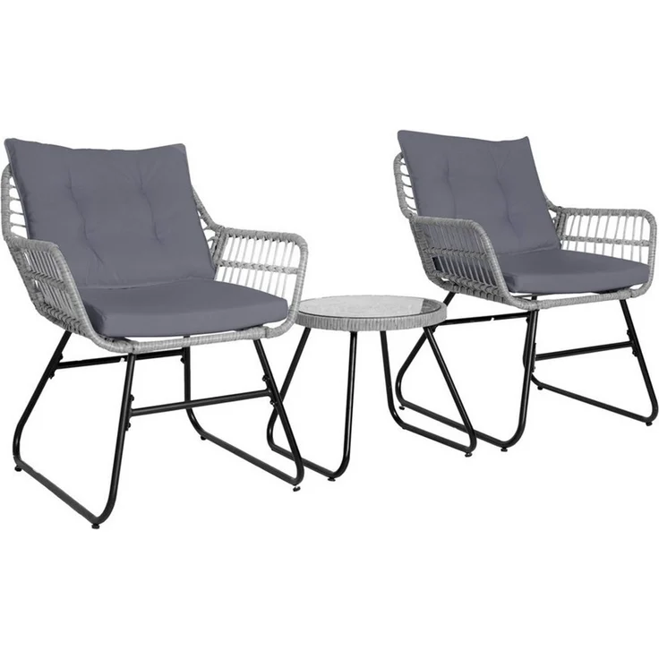 SVITA Balkonset AMALFI, Rattan, Outdoor, Sitzgruppe, Hellgrau – Bild 2