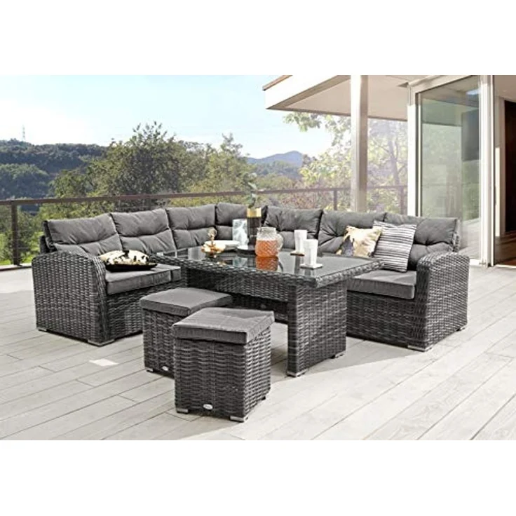 Destiny Gartenlounge-Set SANTA PONSA, (20-tlg, 2x Schenkel, 2x Hocker, 1x Tisch, inkl. Auflagen), Aluminium, Polyrattan – Bild 1