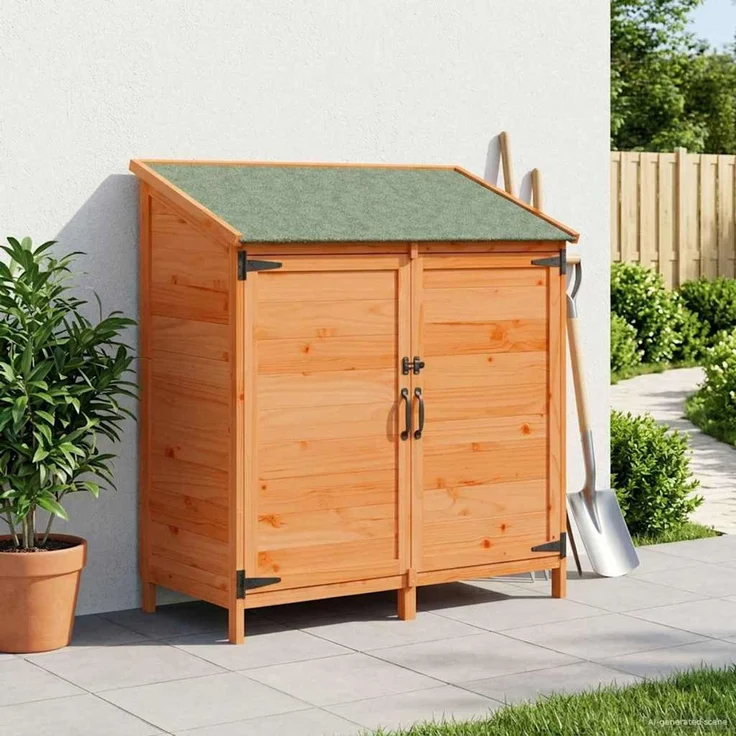 vidaXL Gartenschuppen mit Dach mit Schloss Braun 106,5 x 56 x 113,5 cm 42033443 – Bild 3