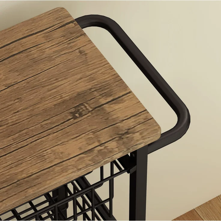 Küchenwagen mit 4 Auszugskörben, 49,5x31x91 cm, Eiche – Bild 6