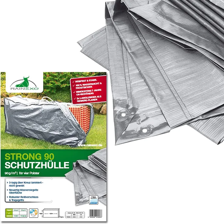 Bio Green Schutzhülle für 4 Polsterauflagen, hochreißfest - Silber - RX90-4HA SG