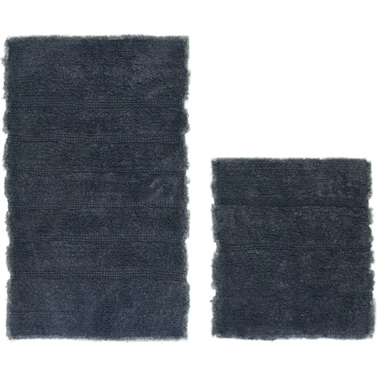 Foutastic Luxuriöses silbernes Badematten-Set (2-teilig), 100% Baumwolle, rutschfest, 50x60 cm & 60x100 cm | Maschinenwaschbar bei 30 °C | Weich und strapazierfähig