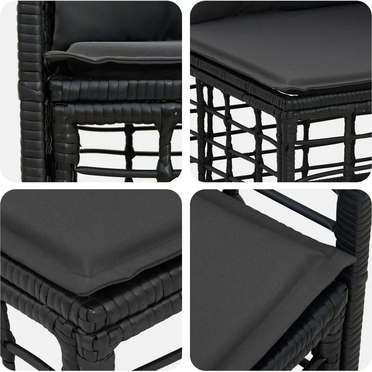 vidaXL Outdoor-Sofagarnitur 4 pcs Schwarz und Dunkelgrau Polyester 3437637 – Bild 5