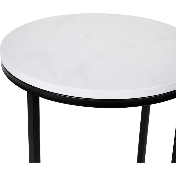 Flash Furniture Beistelltisch Wohnzimmer weiß marmor matt schwarz – Bild 5