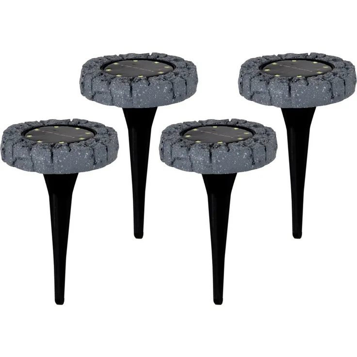 näve LED Gartenleuchte LED-Solar Bodenleuchte, LED fest integriert, Kaltweiß, mit Erdspieß, 4er Set