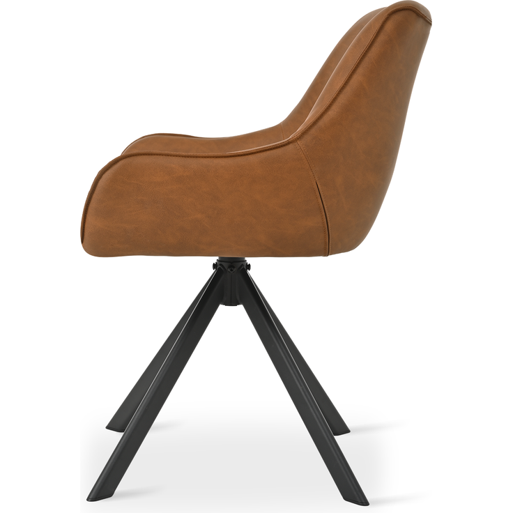 GOEURVANT 1178 Esszimmerstühle 2er-Set mit Armlehnen, 360° Drehbar, Kunstleder - Braun – Bild 3