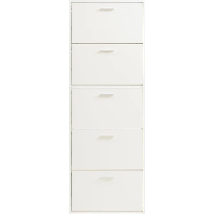 Schuhschrank Sykkylven 169x60x24 cm mit 5 Klappen Weiß [en. casa] – Bild 6