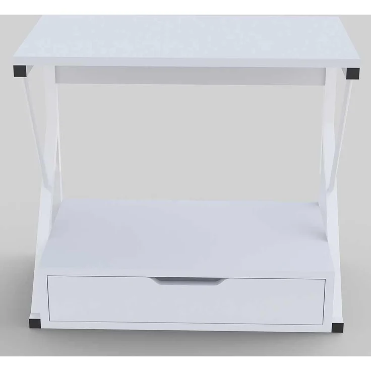 BAKAJI Regal für Mikrowelle, Gestell aus Metall, mit Ablage aus MDF-Holz und Schublade, Organizer, Regal für Utensilien, Küche, modernes Design, 54 x 35 x 50 cm (Weiß), Medium – Bild 3