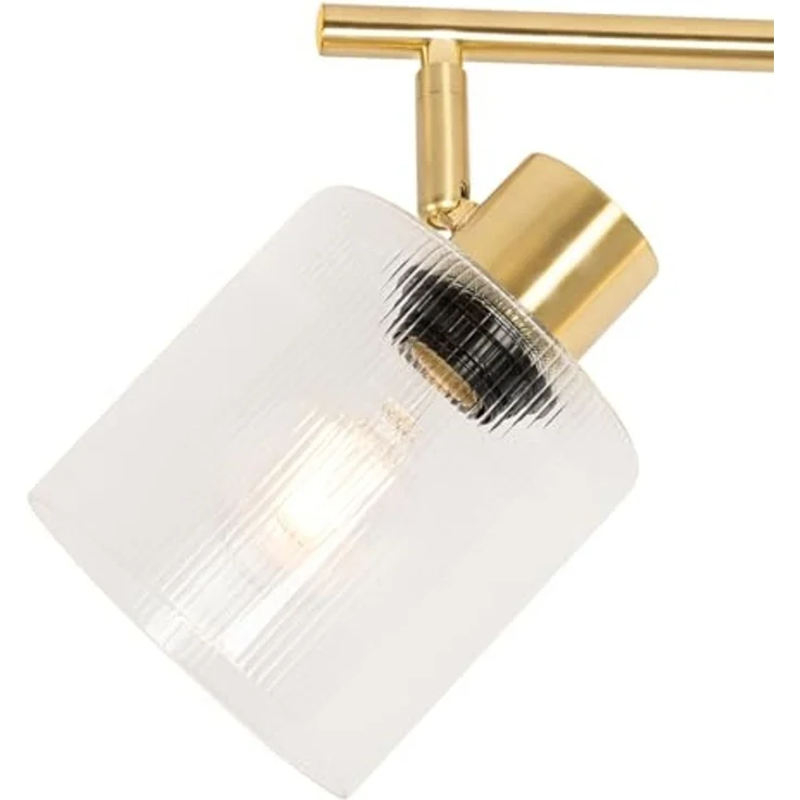 Qazqa LED Aufbaustrahler Laura, ohne Leuchtmittel, Warmweiß, QAZQA Aufbau­spot, e27, gold, Glas, Art Deco – Bild 2