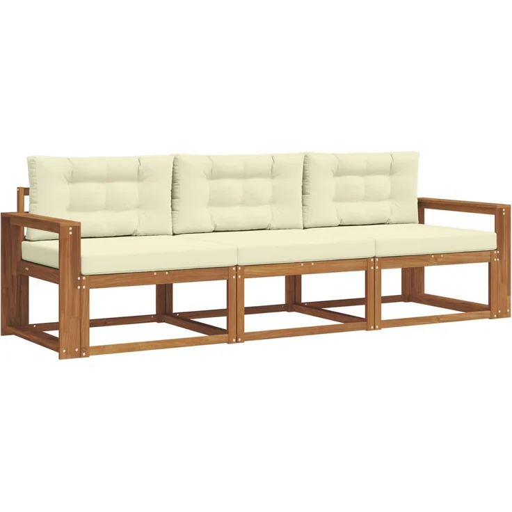 vidaXL Outdoor-Sofagarnitur 3 stk. 3-Sitzer Natur und Creme 3367128 – Bild 2
