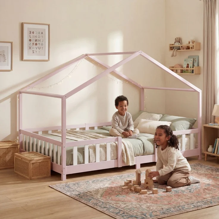 Kinderbett Treviolo 140x200 cm Rosa / Weiß [en. casa] – Bild 3