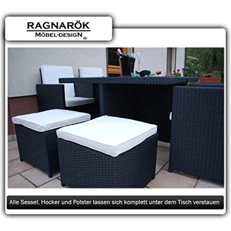 Ragnarök Möbel-Design Garten-Essgruppe Heimdall Esstisch Set 4+4, (Set, Polyrattan, Alu, Würfelsystem), Würfelsystem, klappbare Rückenlehne – Bild 7